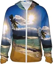 [LHBWCVN] UPF 50+ Light Jacket Full Zip Sun Protection Hoodie for Women Men Long Sleeve Hawaii Beach Sun Shirts