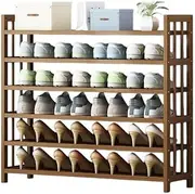 Multi-Tier Tower Bamboo Wooden Shoe Rack Corner Shelf Stand Storage Organizer Dark Brown 6 Tier