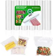 [HEYITOP] Vacuum Sealer Rolls, 20cm*5m 6 pack Food Vacuum Sealer Bags For Food Saver, Seal a Meal, BPA Free, Commercial Grade, Great for Vac Storage, Meal Prep or Sous Vide