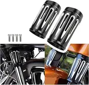 WYJDZSW Motorcycle Front Fork Shock Boot Slider Cover Absorber Black/Chrome Compatible With Harley Touring Street Electra Glide Road King FLHX 80-16 (Color : Black 80-13 year)