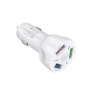 2Pc 3 Ports Usb Car Charger Quick Charge Cigarette Lighter White
