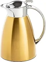 TableCraft 12677 34 oz (1L) Stainless Steel Coffee Carafe, Brushed Stainless Steel with Gold PVD Finish, Vacuum Insulated, Lightweight Leak Proof Coffee Dispenser, for Cafes, Restaurants & Catering