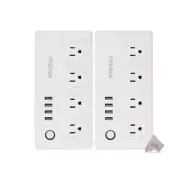 2x Vivitar Smart Home Smart Plug Power Strip 4 Wi-Fi Outlets + 4 USB Ports
