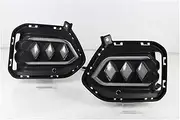 Flashing 1 Set LED Daytime Running Light Compatible with Hyundai IX35 2018 2019 12V DRL LED Fog Lamp with Yellow Signal Night Blue(Model A,White Yellow Blue)