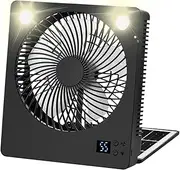Solar Fans for Outside, Cooling Solar Fan Camping Gear, Quiet Folding Survival Gear with 3 Speeds, Rechargeable Cool Gadgets for Home Bedroom, Camping, Travel Accessories