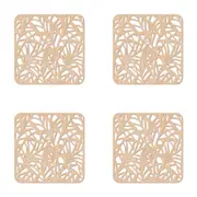 4x Nord Deco Wooden Coaster Home Kitchen Tabletop Serveware Decor 10x10cm Bamboo