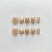 Hand-Pressed Nails Short Reusable Fake Nails With Design Full Coverage Artificial Manicure Wearable