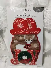Create It IRON-ON APPLIQUE DEER JOY MITTENS Christmas Lodge craft DIY NEW Set 3