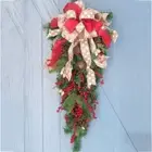 Plastic Christmas Door Wreath Half Face Tree Red Berries Wreath Scene Decor