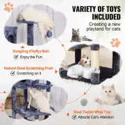 Luxury 143 cm Dark Grey Cat Tower with Condo and Sisal Scratching Posts