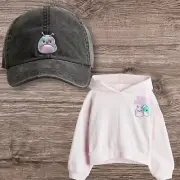 Girls Squishmallows Hat Sz 6X/10 & Pink Sweater Sz 6X/7