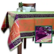 Wipeable Spill Resistant French Citron Cotton Jacquard Tablecloth Green