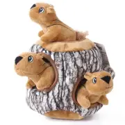 Hidden Squirrel Plush Dog Toy， Interactive Squeaky Dog Toy Hide and Seek, L