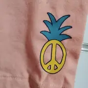 Girls Biker Shorts XL 14-16 PINEAPPLE PIECE SIGN Peach Color