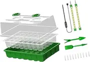 JISADER Mini Propagator with Grow Light and Humidity Control, Seed Starter System, White Blue Light, as described