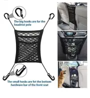 Dog/Child Safety Barrier for Vehicle- Black Mesh Double Pocket Storage Bag