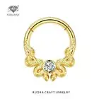 Daisy snack round Diamond Daith 14k Gold Hoop Septum clicker for her