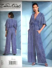 Vogue V1617 Misses L to XL Zandra Rhodes Surplice Jumpsuit UNCUT Sewing Pattern