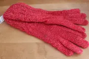 NWT LAUREN Ralph Lauren Beautiful Red Sparkle Silver Wool Blend Knit Long Gloves