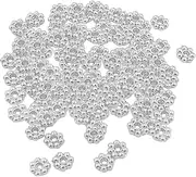 Perfeclan 200Pcs Daisy Spacer Beads Set, Flower Beads Decor Loose Spacer Beads for DIY Earring Tray Craft Jewelry Making Supply, Silver