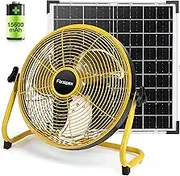 Fanspex - 14 Inch Rechargeable Solar Floor Fan Outdoor, 15600mAh Fan with 20W Solar Panel Powered for Patio, Gazebo, Camping, 360° Tilting ( Flow :