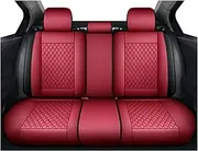 Automobile seat Cover, Universal Car Seat Covers Luxury Leather Auto Seat Cushion Four Seasons Breathable Mats Front/Back Seats Protector Pads(Red Rear 1pc)