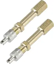 X AUTOHAUX 2pcs 50mm/1.97" Long Brass Auto Tire Valve Extension Adaptor Air Tyre Stem Extender Inflation Stright Bore for Car Truck Motorcycle Bike Mower Scooter