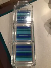 Christmas New serving tray 3 separate sides shades of blue trays removeable
