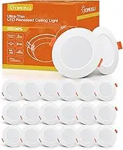 Tomosu Pack of 20 Extra Flat 5W 450LM Equivalent 50W Incandescent IP44 Waterproof Bathroom Spotlight Neutral White 4000K Hole Φ75-90 mm AC220-240V