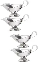 BUGUUYO 2sets 2pcs Stainless Steel Gravy Boat Elegant Sauce Pitcher with Spout Gravy Jug for Sauces Salad Dressings Fruit Juices Convenient and Easy to Use 2pcs*2