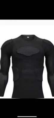 TUOY Padded Compression Shirt Padded Football Shirt Rib Chest Protector Shirt