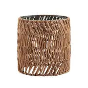 Cynthia Side Table Bedside Round Glass Top Woven