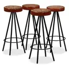 4x Genuine Leather Bar Stools Set Kitchen Dining Stool Backless Barstools Chairs