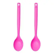 2x Tasty 2-in-1 Silicone Spoon w/ Measurements Kitchen Cooking Utensil 35cm Pink
