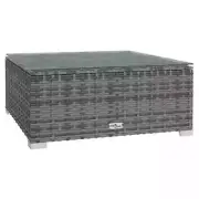 Outdoor Coffee Table Garden Patio Side Bistro Furniture Grey Wicker Rattan Glass