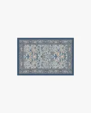 60' x 90' | Machine Washable Runner Rug | Kid & Pet Friendly | Indoor Rug | Strawberry Thief Indigo & Ivory Flatwoven Rug by Morris & Co. | Ruggable