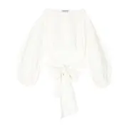 [Del Core] Del Core Boat-neck Tie-waist Poplin Top 40 IT NEUTRALS