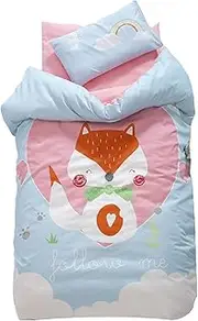 Kids 3-Piece Baby Fox Pattern Bed Set, Children Bedding Set, Quilt, Pillowcase, Pillow Cushion 3-Piece Bedding 3 Piece Bedding