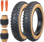 ZUKKA 2 Pieces 20 Inch Heavy Duty E-Bike Tyres 20 x 4.0 Sheath 102-406 Foldable Fat Tyre Fat Bicycle Tyres for E-Bike/Mountain Snow Bike, Brown