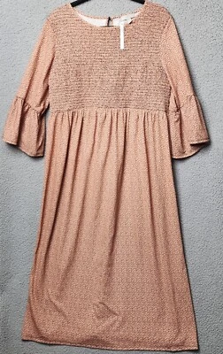 Asos Maternity Size 14 NWT Dotty Hippie Peasant Boho Midi Mink Spot Dress