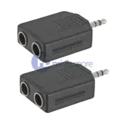 2x Dual 2- 6.35mm Stereo Jack to 3.5mm 1/8" Stereo Plug Audio Cable Adapter
