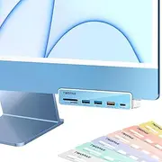 TWOPAN USB-C Multiport Adapter - 6-in-1 Hub for iMac 2024/2023/2021 - USB 3.0 Ports, SD/MicroSD Card Readers, 7 Color Panels