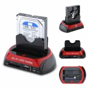 HDD Docking Station Dual 2.5" 3.5" SATA IDE Hard Disk Drive Dock OTB Card Reader