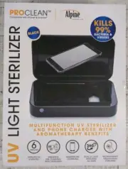 Alpine Corp ProClean UV Light Sterilizer W/Aromatherapy Benefit Black Sealed NEW