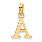14K Yellow Gold 14Ky Polished Block Letter A Initial Pendant