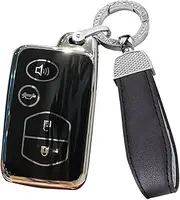 ontto TPU Car Key fob Cover Fit for Toyota 86 Crown Mark X Camry Prius Wish Ractis Avensis Aqua IQ Vitz Land Cruiser Prado for Subaru Key case Shell Holder Bag Keychain Keyring 4 Buttons Black
