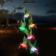 Color-Changing LED Solar Powered Hummingbird Wind Chime Lights Yard Garden Décor