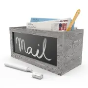 ALBEN Rustic Mail Sorter with Customizable Chalkboard – Distressed Gray