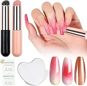 SAVILAND 2Pcs Silicone Nail Brush: Reusable Chrome Nail Powder Applicator Nail Brush Ombre Aura Nail Brush Ombre Nail Brush Gradient Painting Brush for Beginners