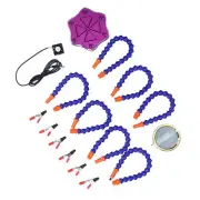 Helping Hand Soldering Station With 6 Flexible Arms USB Fan Magnifier Aluminum